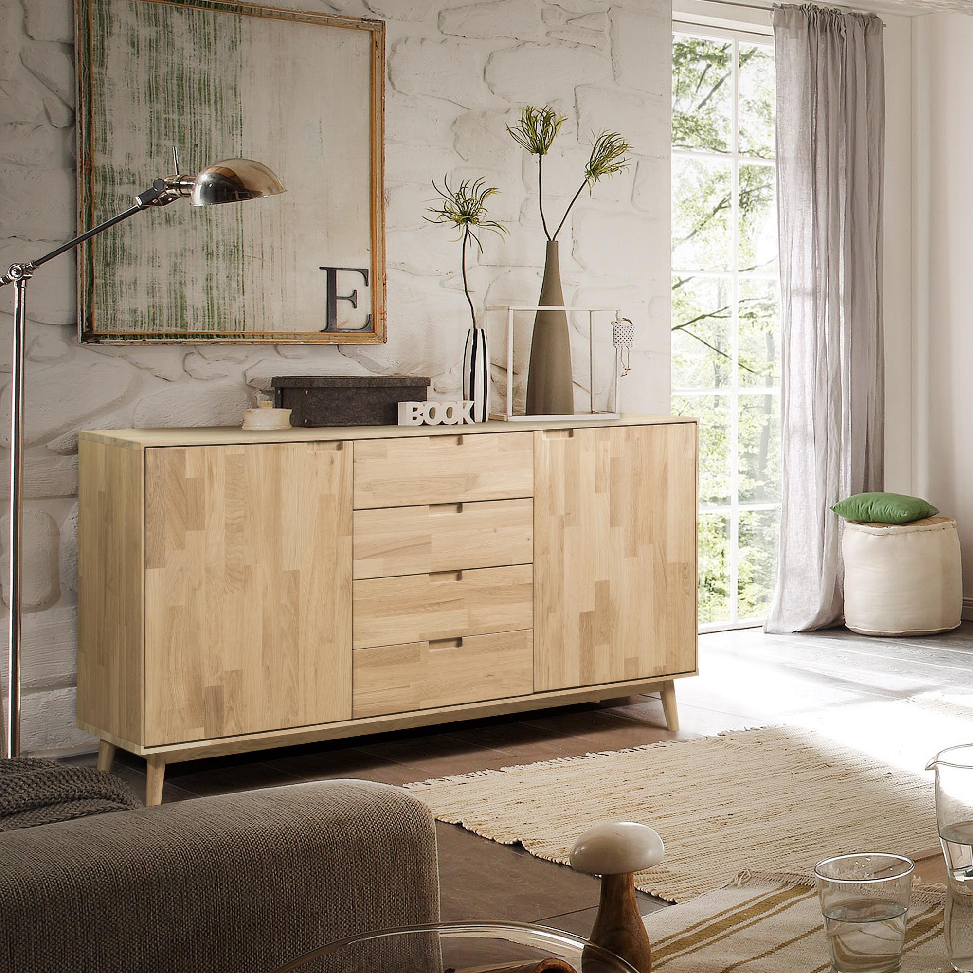 NordicStory Aparador Cómoda de madera maciza roble